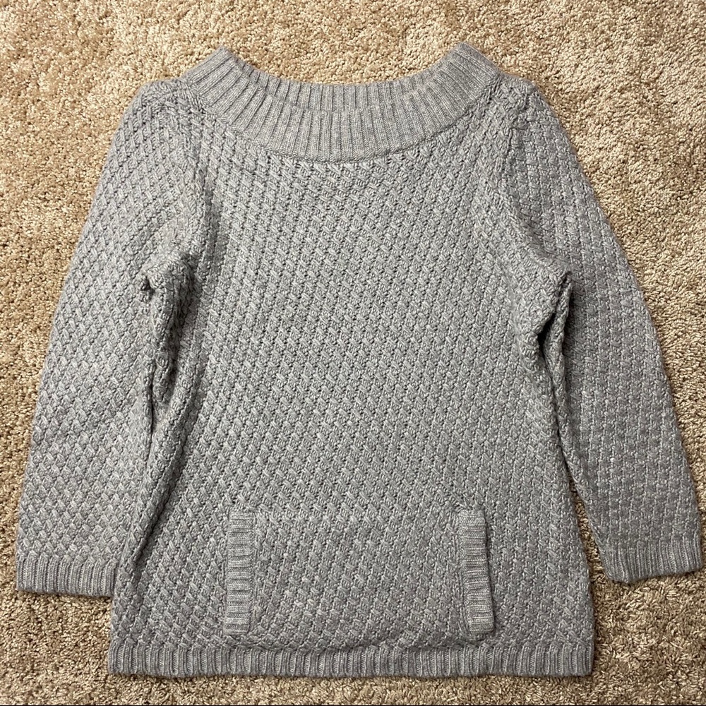 Talbots Cropped Sleeve Gray Sweater M